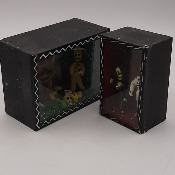 Funeral Grave Plus Mr. & Mrs. Day of the Dead Shadow Box Mexican Folk Art Brand - Picture 4 of 6